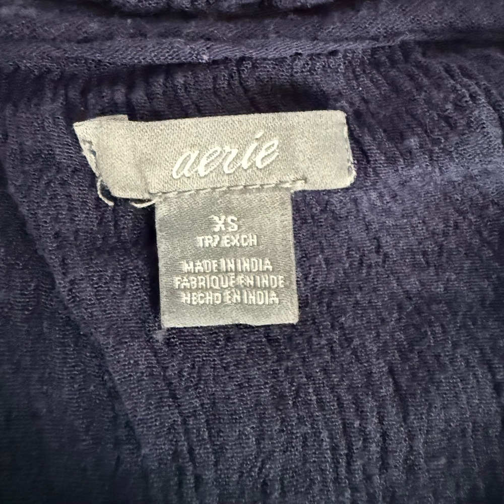 Aerie Blue Long Sleeve Peasant Mini Dress Size X Small - Picture 7 of 10
